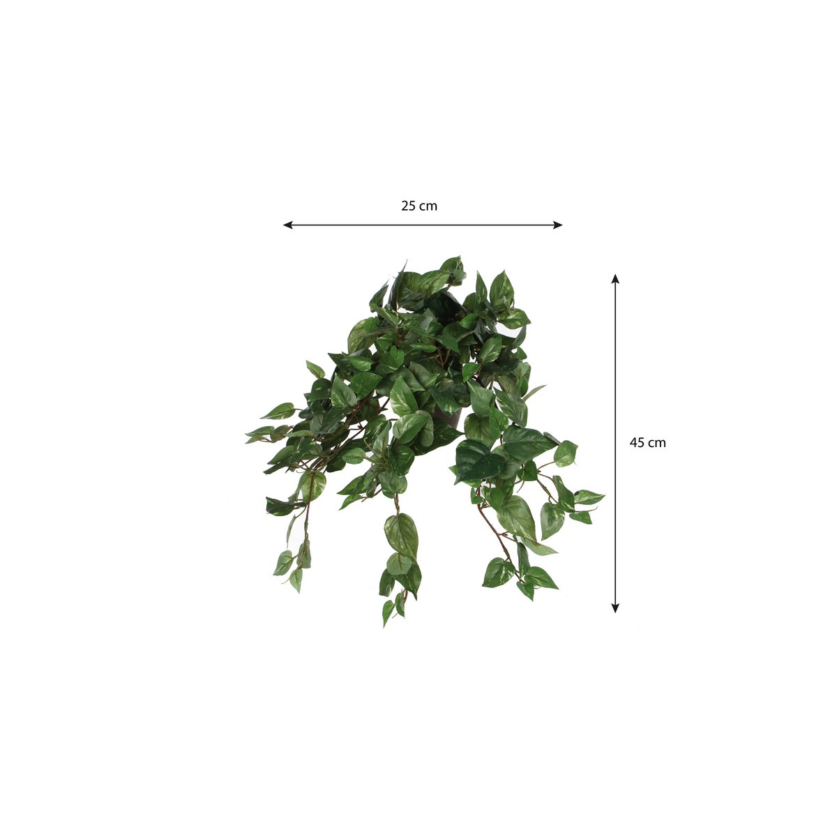 Plante Artificielle Suspendue Scindapsus en Pot de Fleur Stan - H45 x Ø25 cm - Vert
