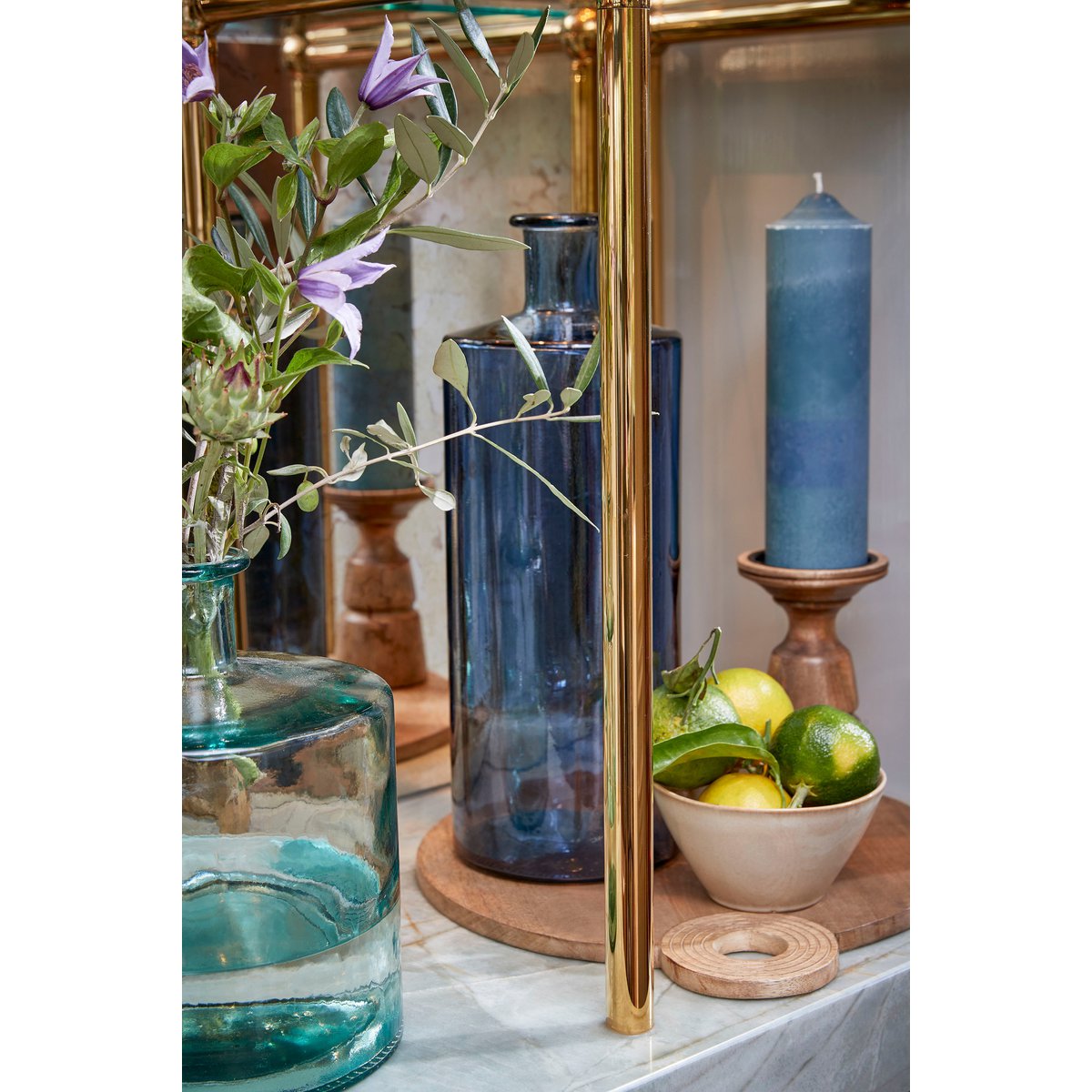 Vase Bouteille Guan - H40 x Ø15 cm - Verre recyclé - Bleu