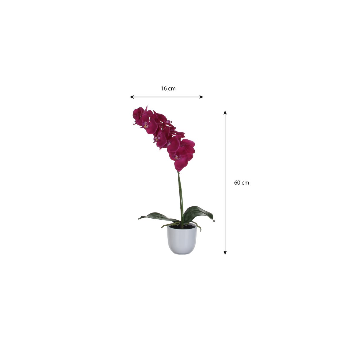 Plante Phalaenopsis Artificielle en Pot de Fleur Tusca - H60 x Ø16 cm - Violet
