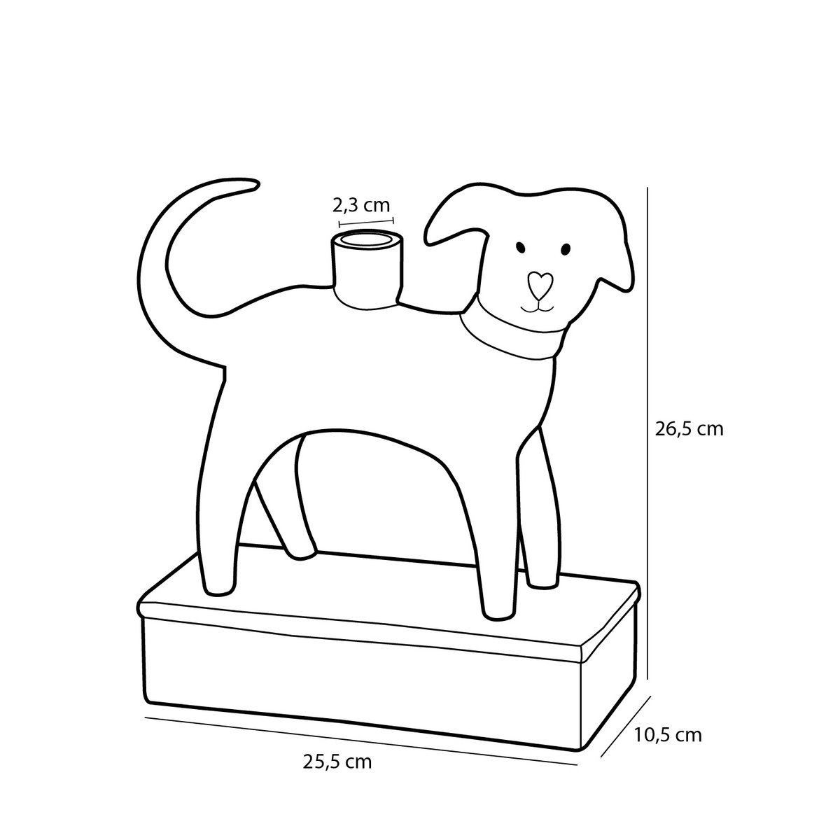 Bougeoir Chien - L26 x L11 x H27 cm - Céramique - Blanc