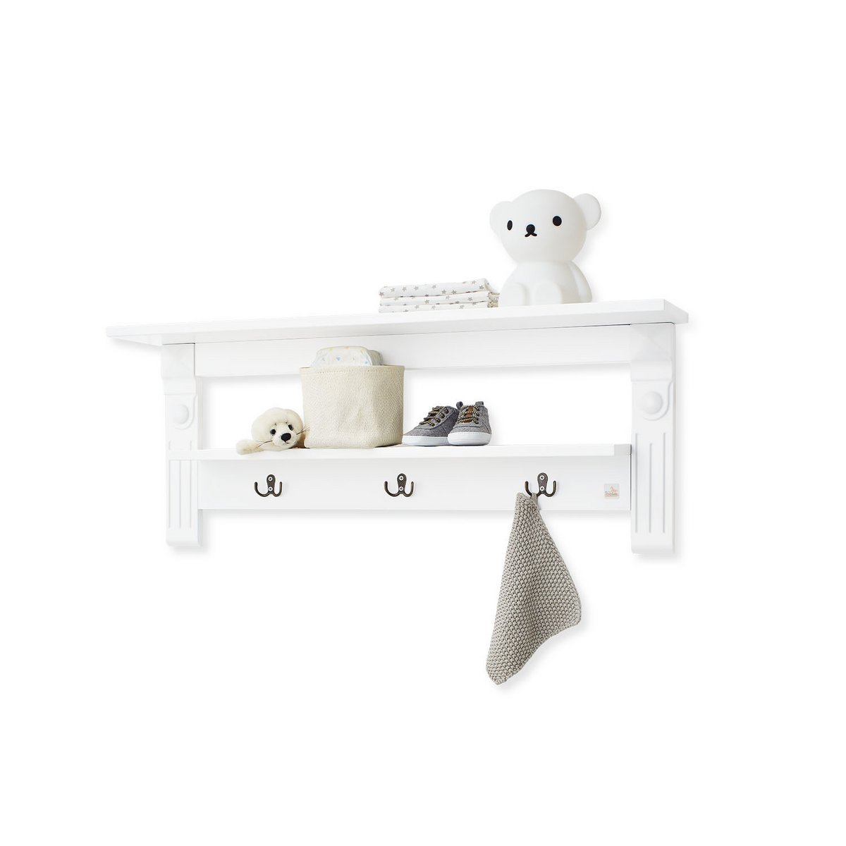 Kit de démarrage 'Emilia' large, incl. étagère
3 parties : lit bébé, meuble à langer large, étagère murale