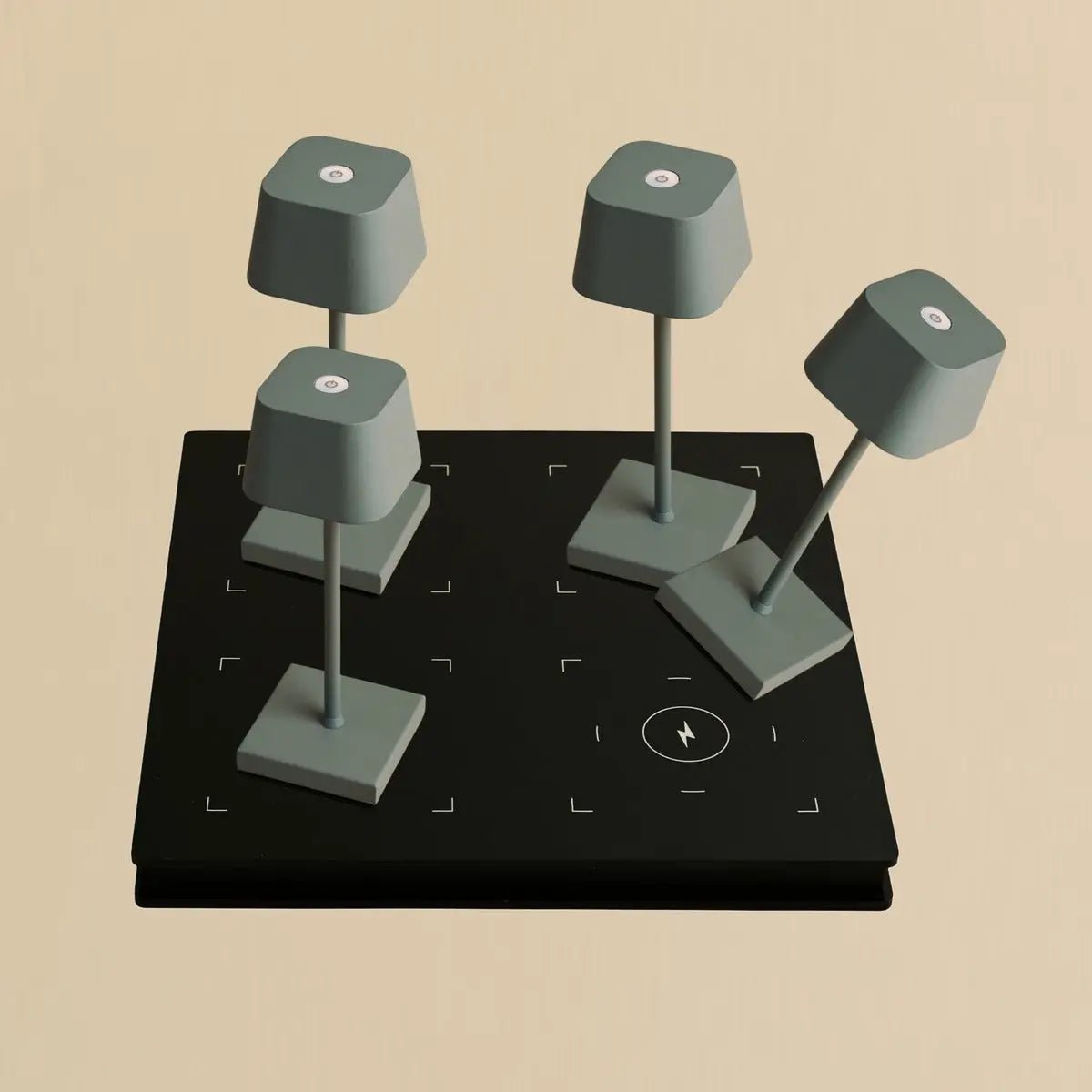 Combi Set Professional - 4 X Sarphati Mini Mouse Gray Rechargeable Table Lamps and 1 X Amstel Wireless Station Wireles