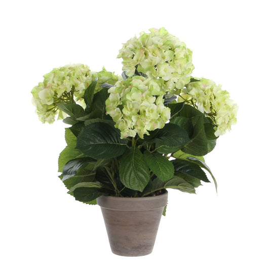 Hortensia Artificiel en Pot de Fleur Stan - H45 x Ø45 cm - Vert