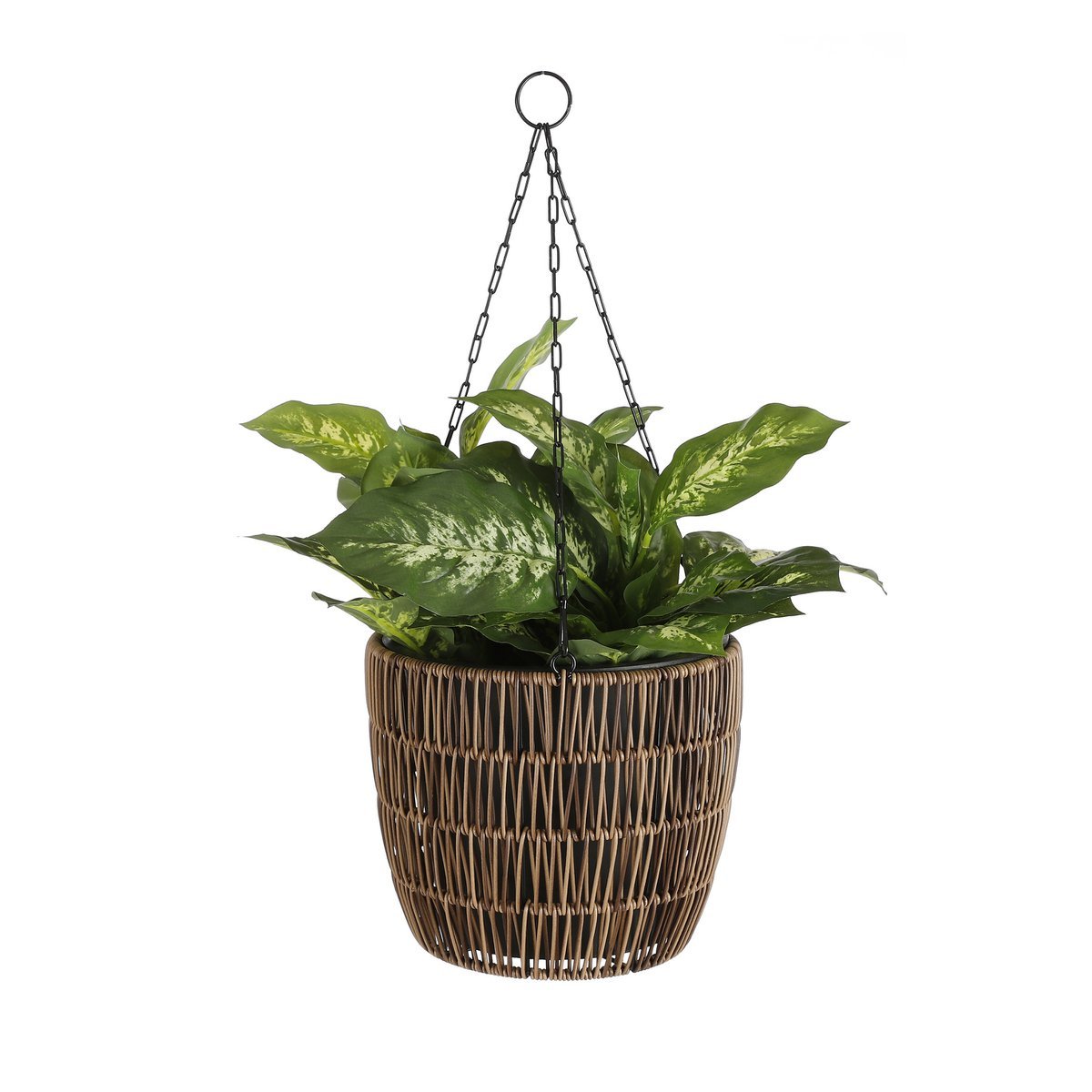 Dieffenbachia Plante Artificielle en Pot de Fleur Stan - H40 x Ø30 cm - Vert