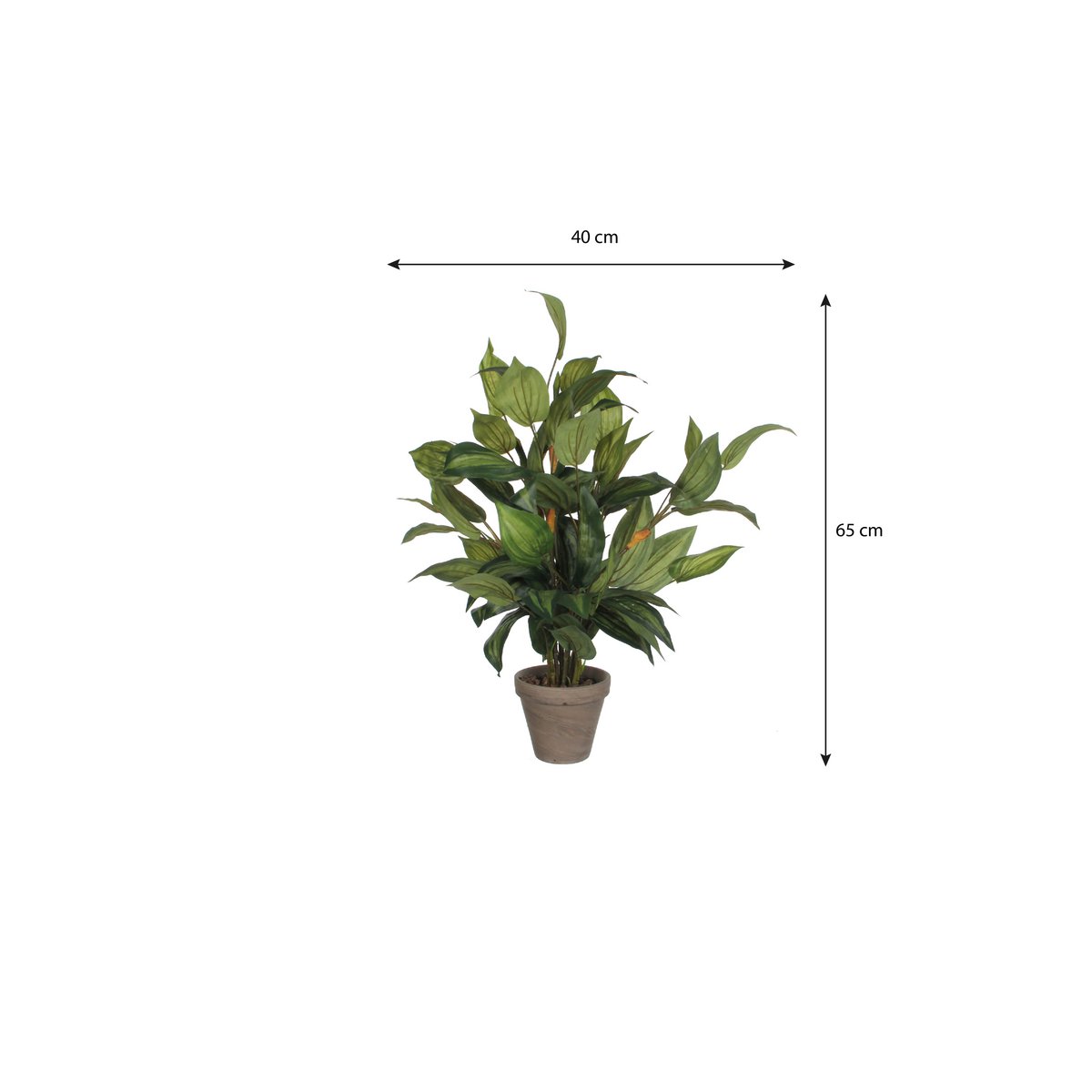 Plante Hosta Artificielle en Pot de Fleur Stan - H65 x Ø40 cm - Vert
