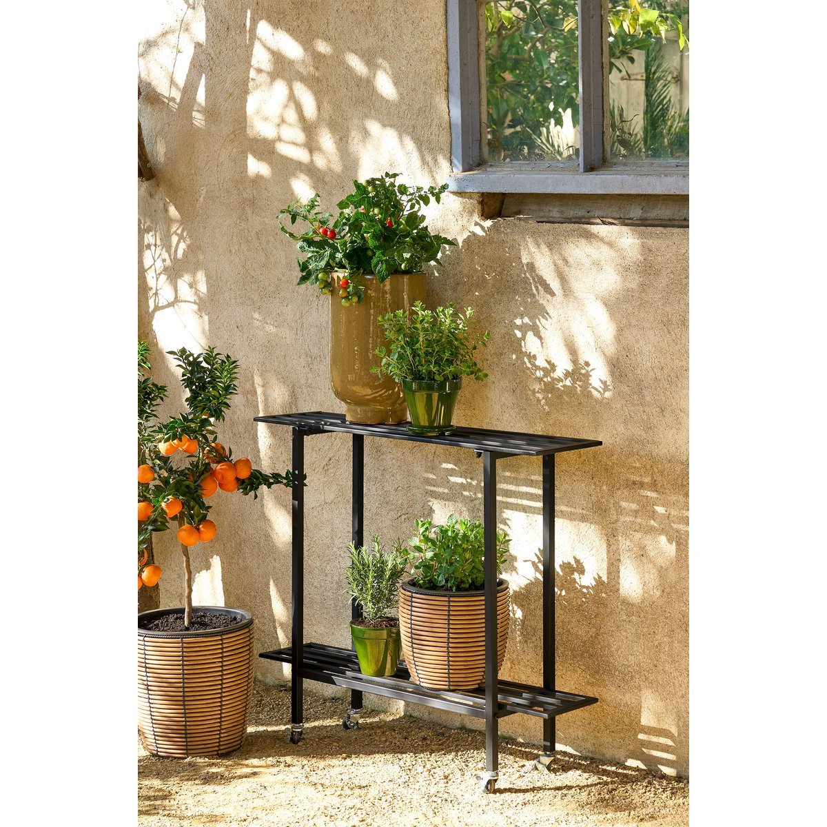 Durban Flowerpot à l'extérieur - Ensemble de 3 - H36 x Ø40 cm - Plastique recyclé - brun