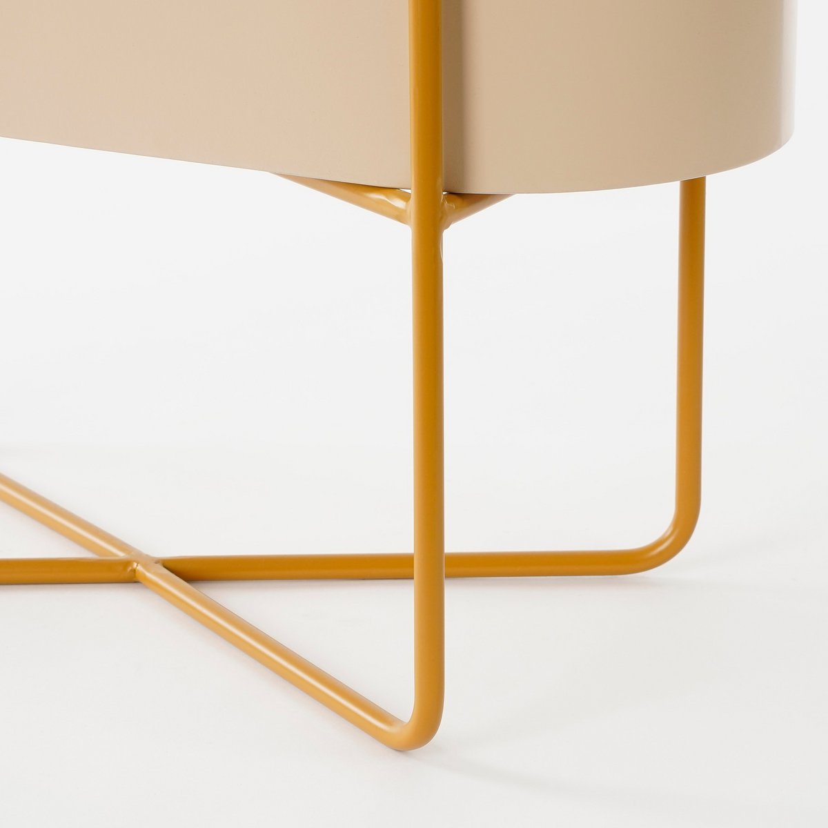 Jardinière sur Pied Shandy - L54 x L23 x H48 cm - Métal - Blanc Cassé, Marron Clair