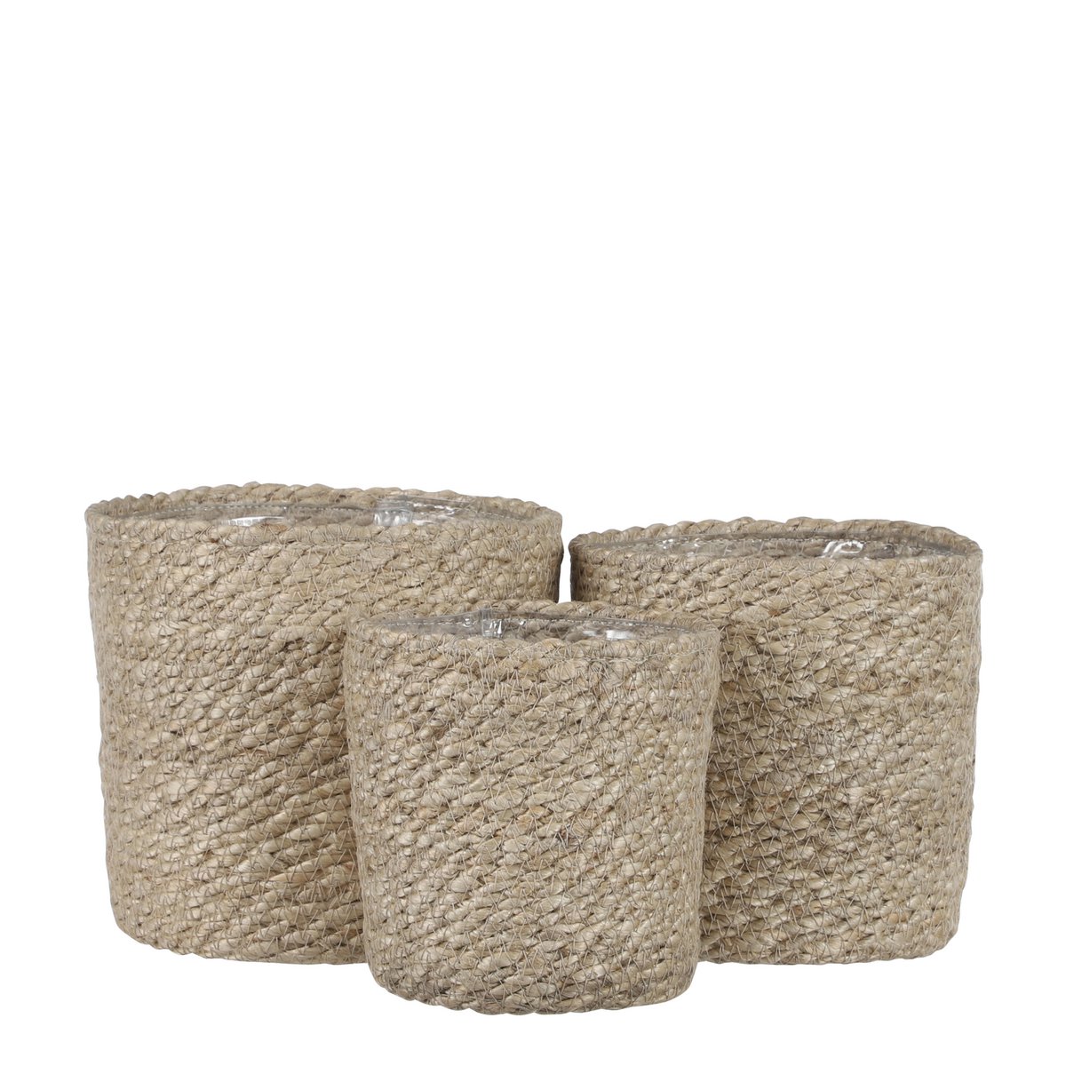 Panier à Plantes Atlantic - Lot de 3 - H16 x Ø16 cm - Jute - Crème