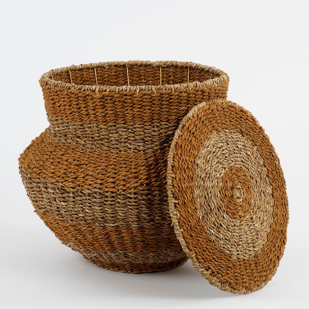 Panier de Rangement avec Couvercle Tacoma - H48 x Ø55 cm - Jute - Jaune