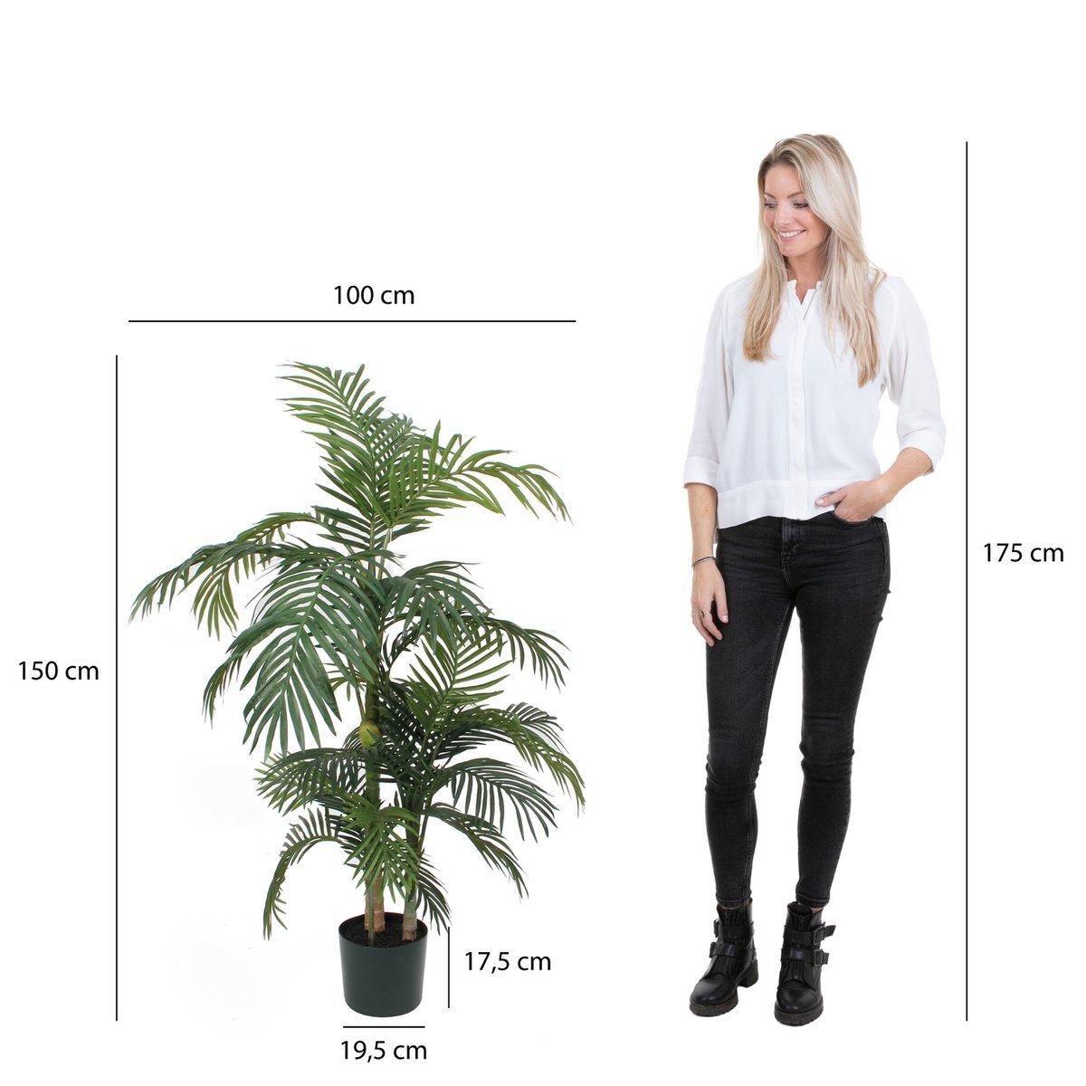 Palmier Areca Plante artificielle - H150 x Ø100 cm - vert