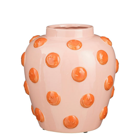 Vase Smiley - H33 X Ø30 cm - Céramique - rose clair, orange