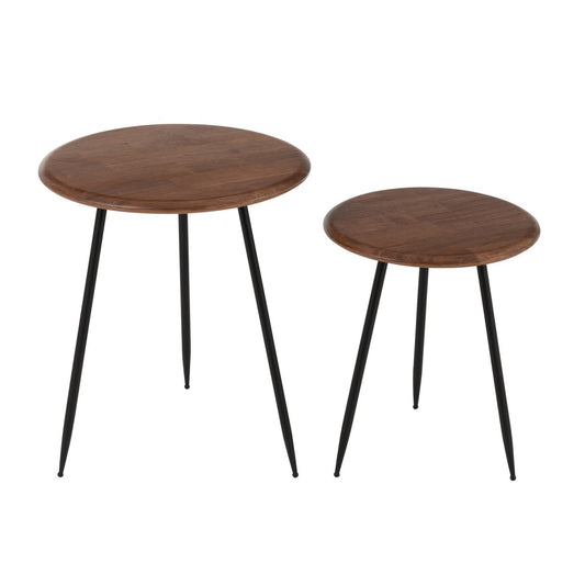Table basse Neo - caoutchouc - naturel/noir - lot de 2