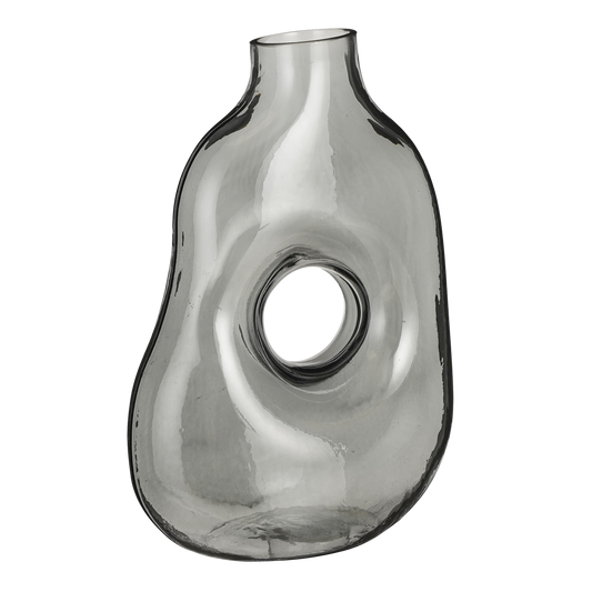 Vase Jay - L19 x L11 x H25 cm - Verre - Gris clair