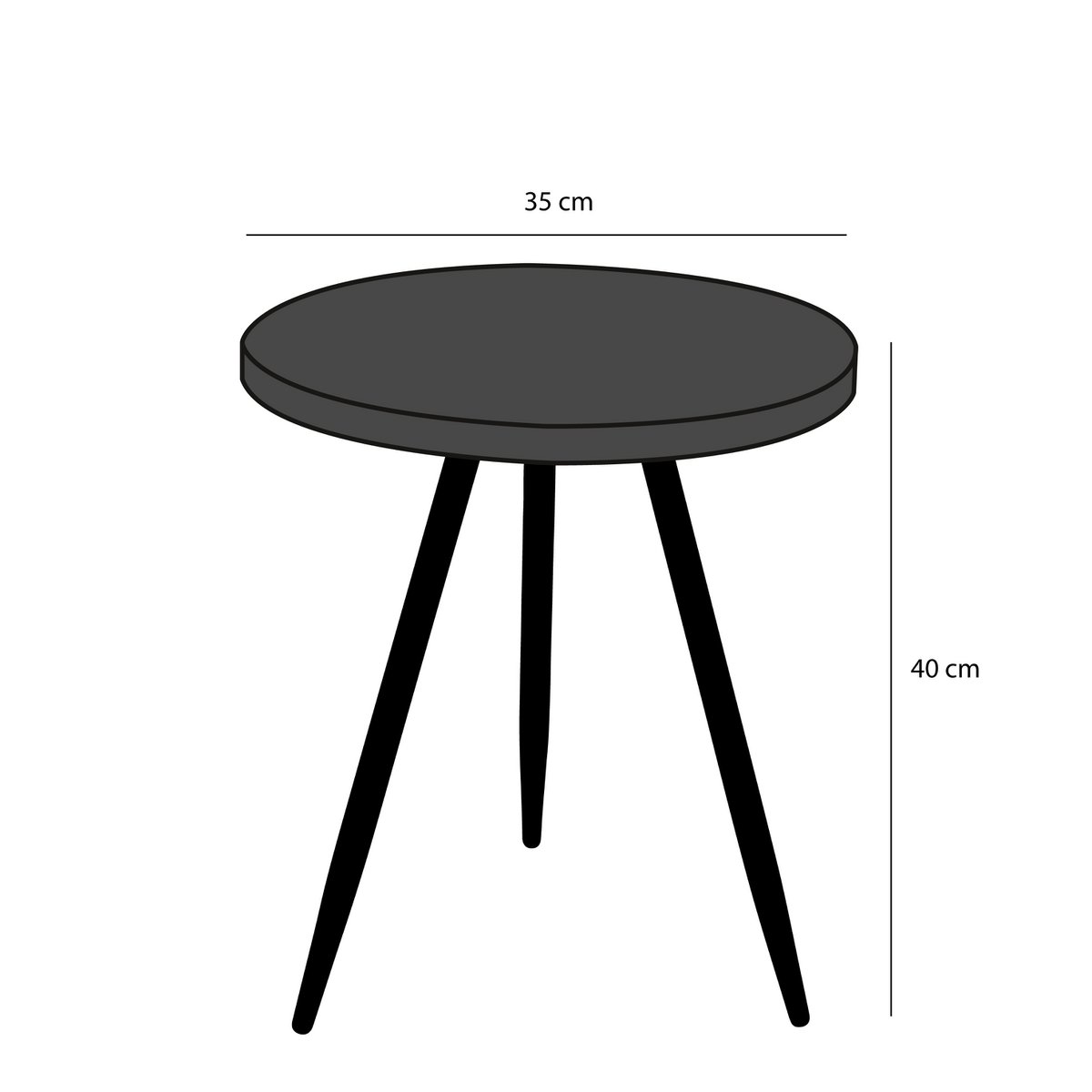Table d'appoint Kent / H40 x Ø35 cm - Métal - Noir