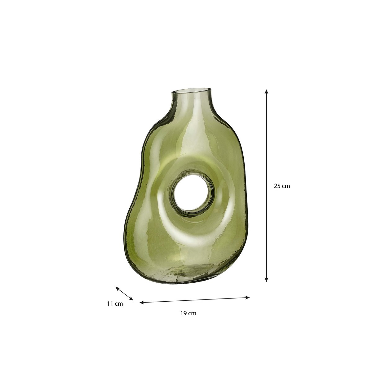 Vase Jay - L19 x L11 x H25 cm - Verre - Vert clair