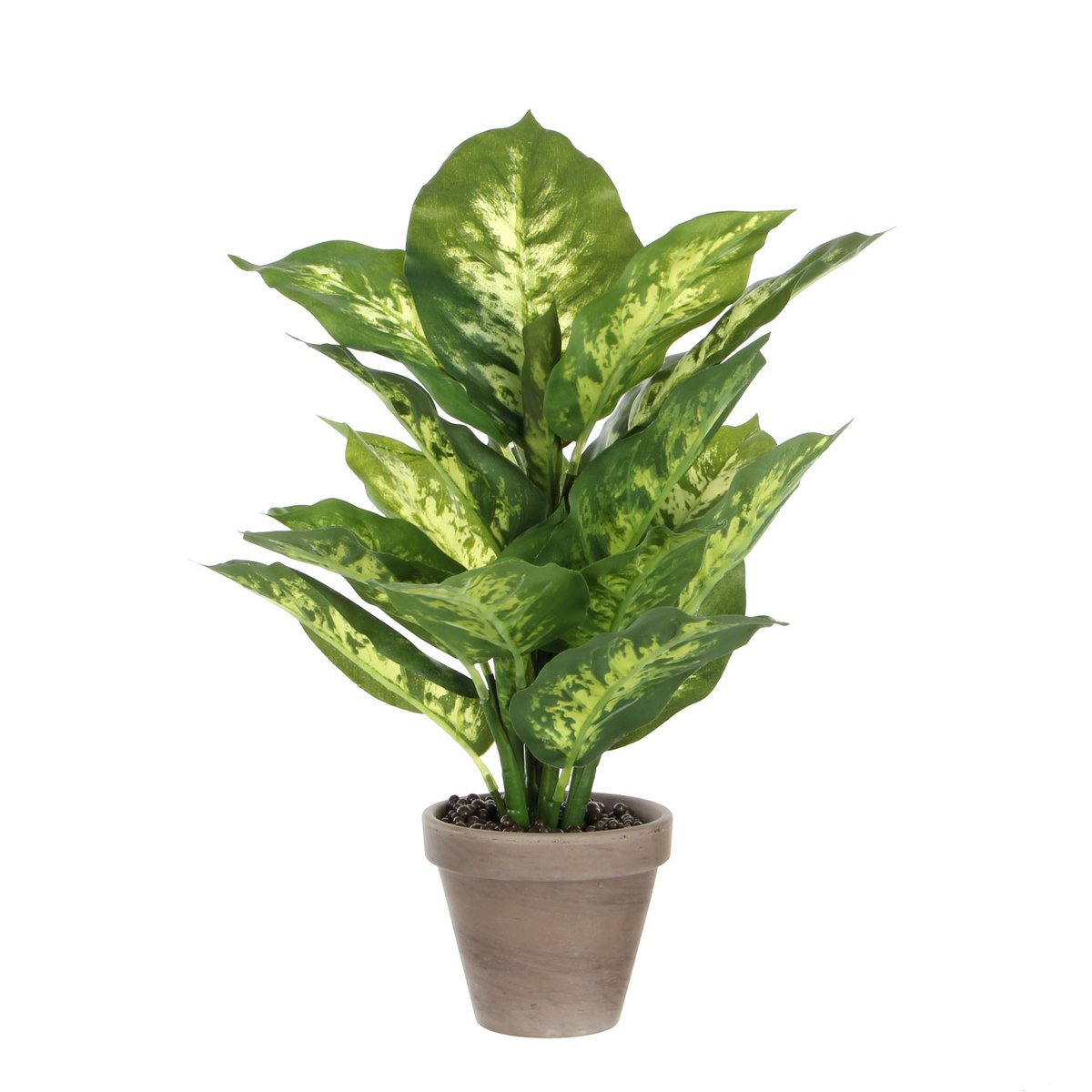 Dieffenbachia Plante Artificielle en Pot de Fleur Stan - H40 x Ø30 cm - Vert