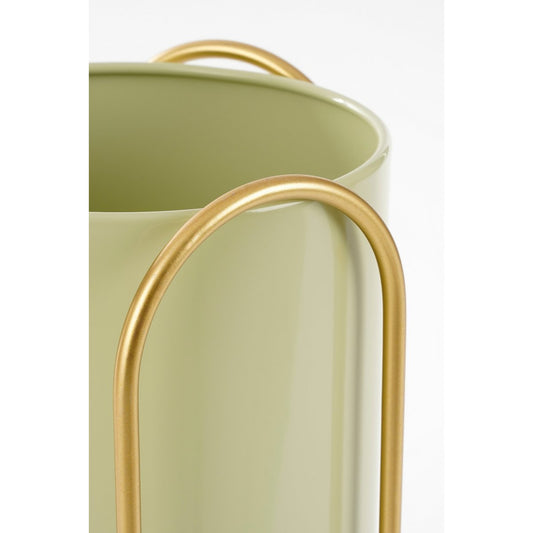 Danube Flowerpot sur standard - ensemble de 2 - métal - H45 x Ø23 cm - vert clair, or