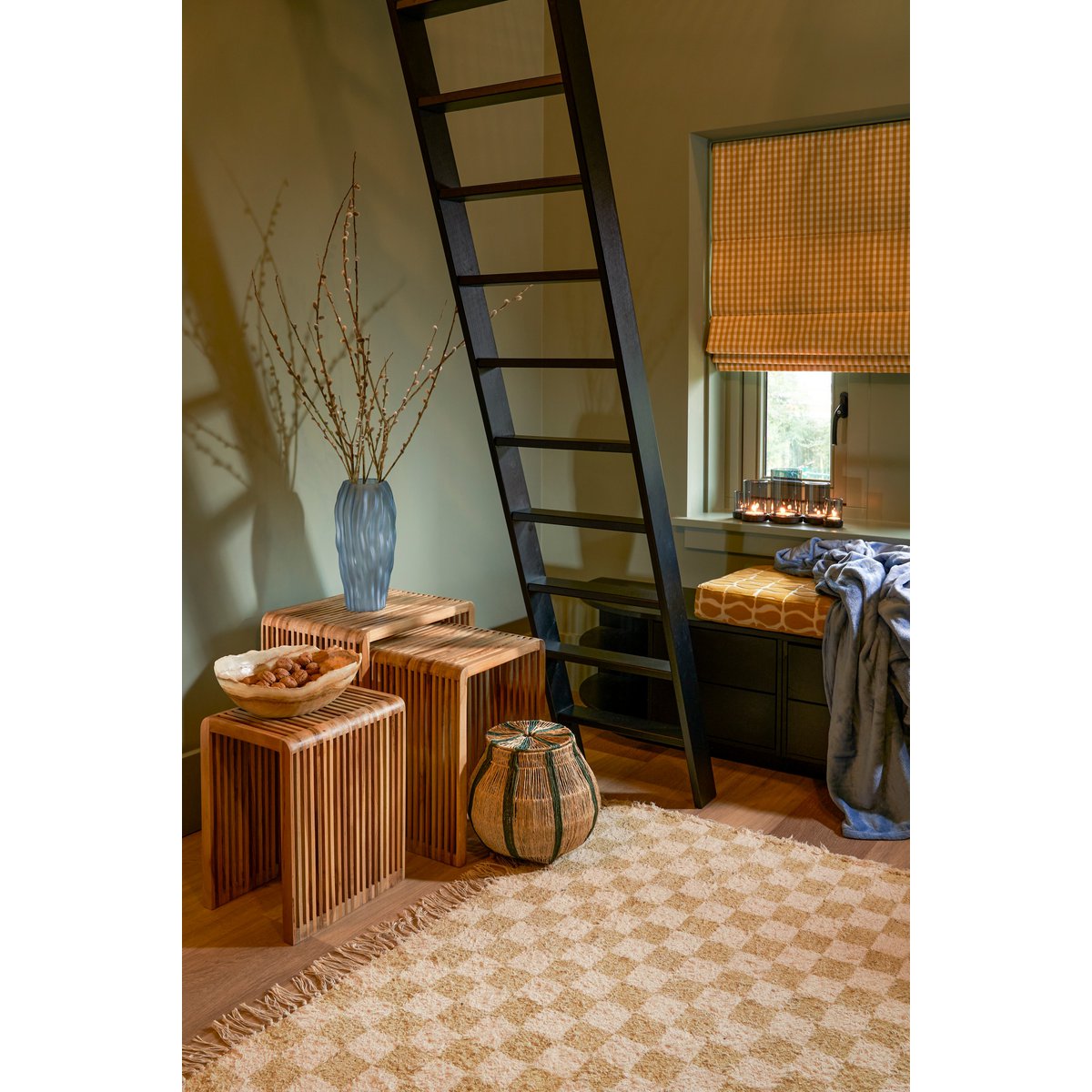 Table d'Appoint Yonker - Lot de 3 - L44 x L34 x H50 cm - Bois recyclé - Marron