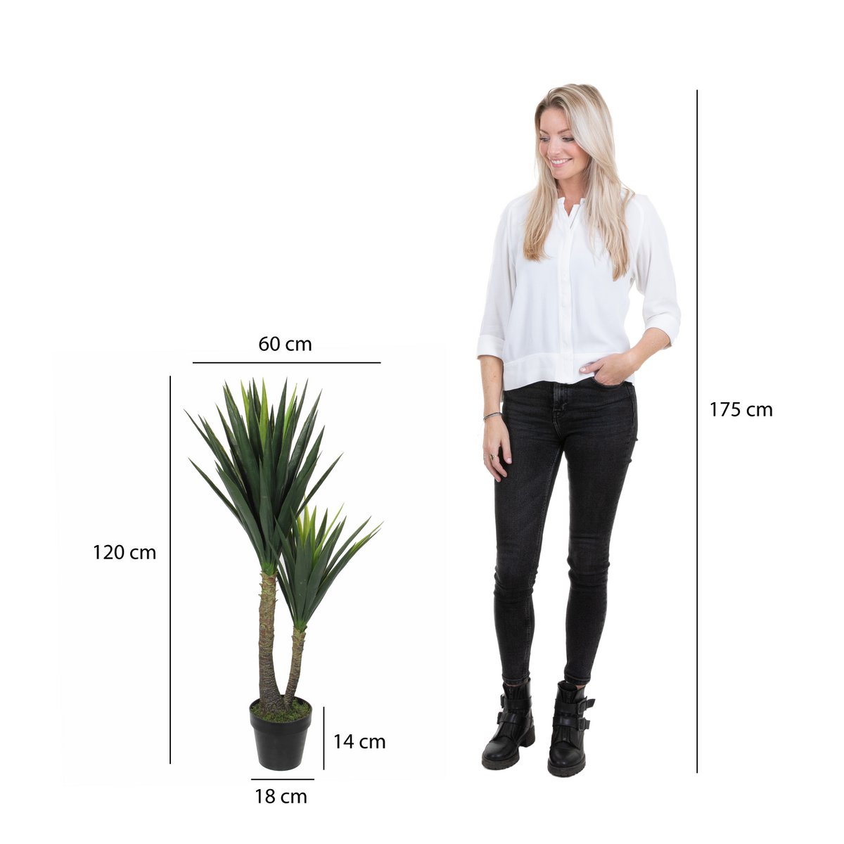 Plante Artificielle Yucca - H120 x Ø60 cm - Vert