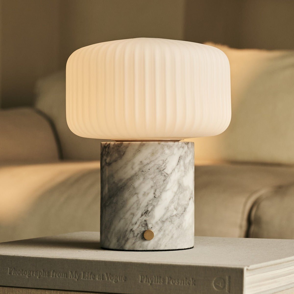 Renoir White / Bianco Statuarietto – Lampe de table rechargeable en Marbre