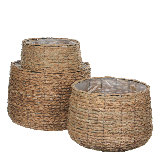 Panier à Plantes Avalon - Lot de 3 - H32 x Ø44 cm - Jonc de Mer - Marron clair