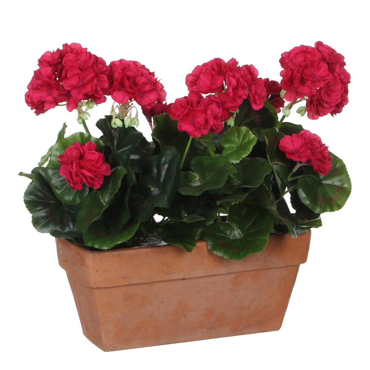 Plante de Géranium Artificielle en Boîte de Balcon - L29 x L13 x H40 cm - Rose foncé