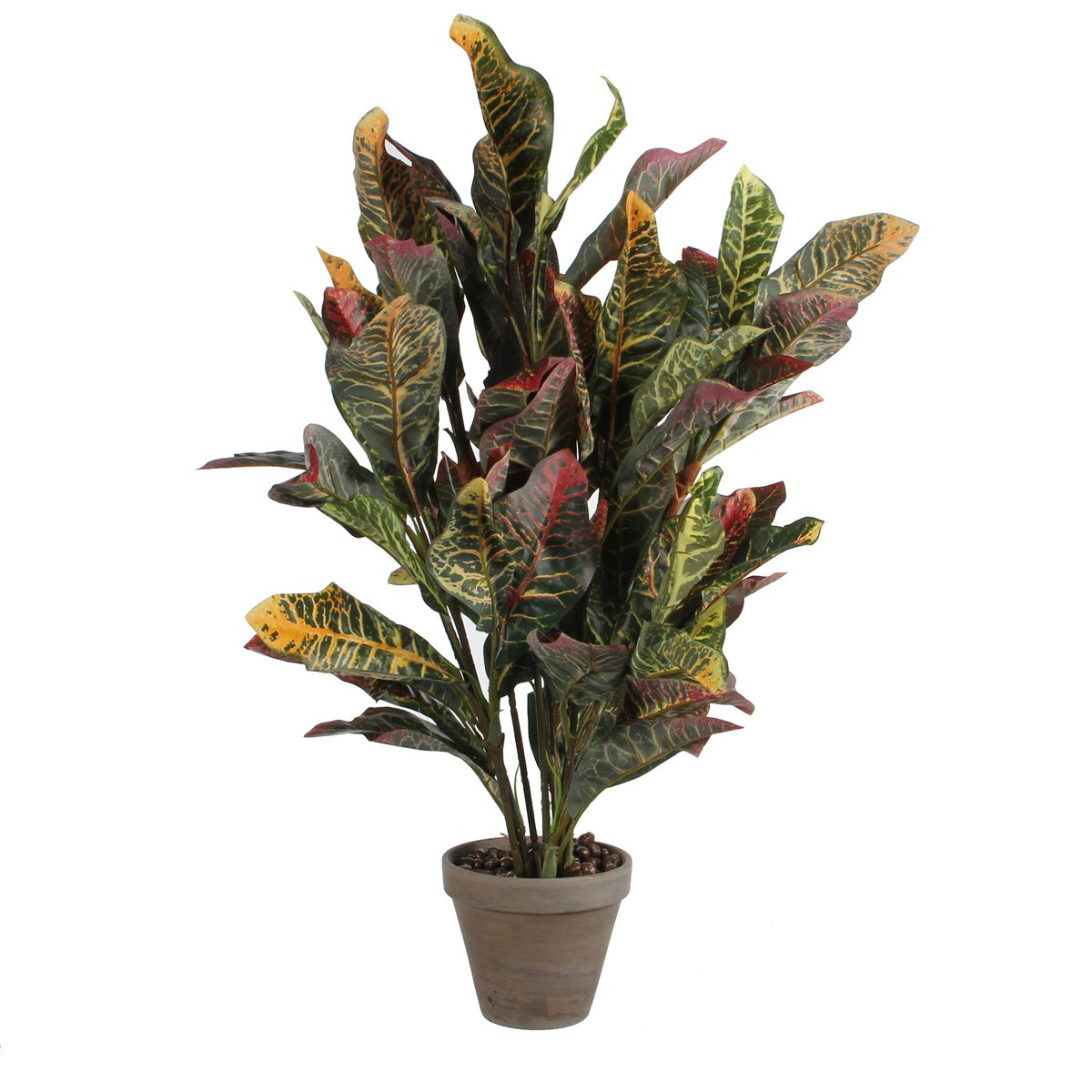 Plante Artificielle Croton en Pot de Fleur Stan - H73 x Ø40 cm - Panachée