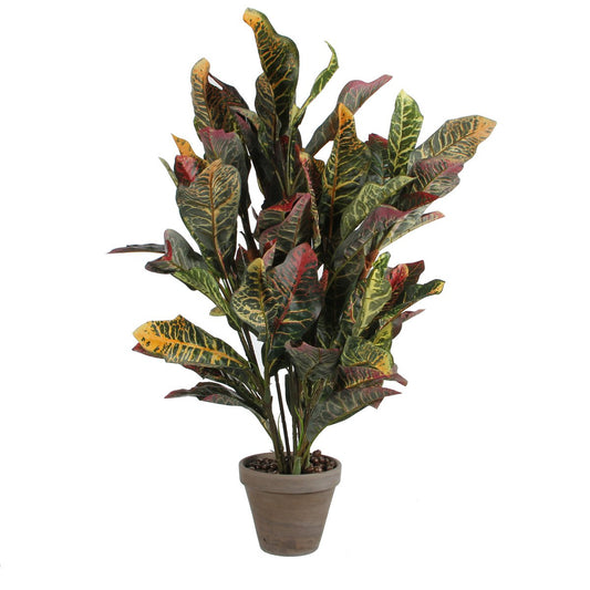 Plante Artificielle Croton en Pot de Fleur Stan - H73 x Ø40 cm - Panachée