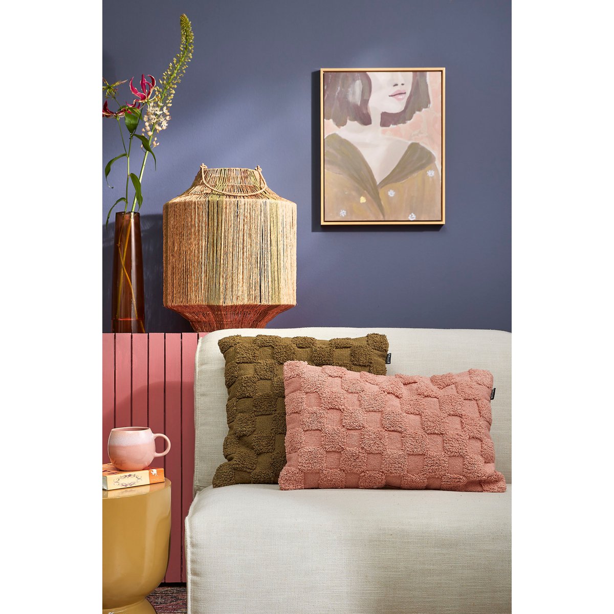 Lanterne Liliano / H51 x Ø40 cm - Jute - Vert foncé