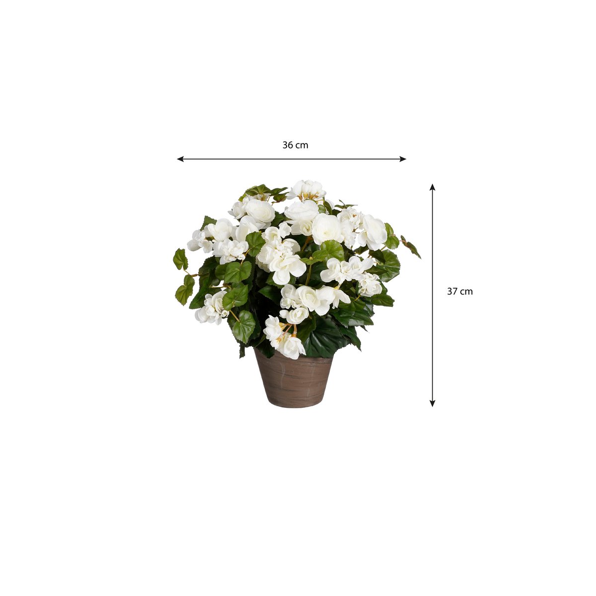 Plante Bégonia Artificielle en Pot de Fleur Stan - H37 x Ø36 cm - Blanc
