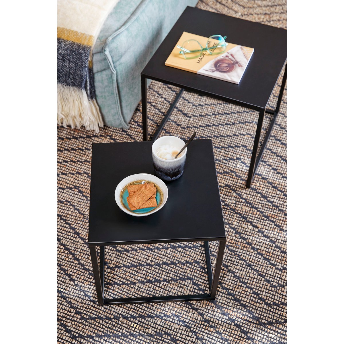 Table d'appoint Goa - Lot de 2 - L35 x l35 x H33 cm - Métal - Noir