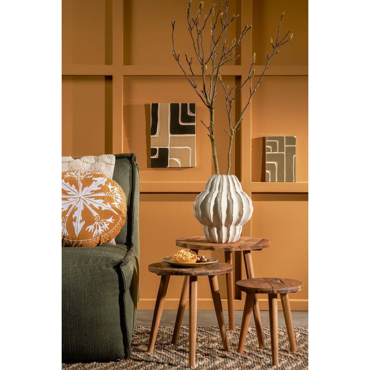 Table d'Appoint Bold - H43 x Ø40 cm - Bois Recyclé - Marron