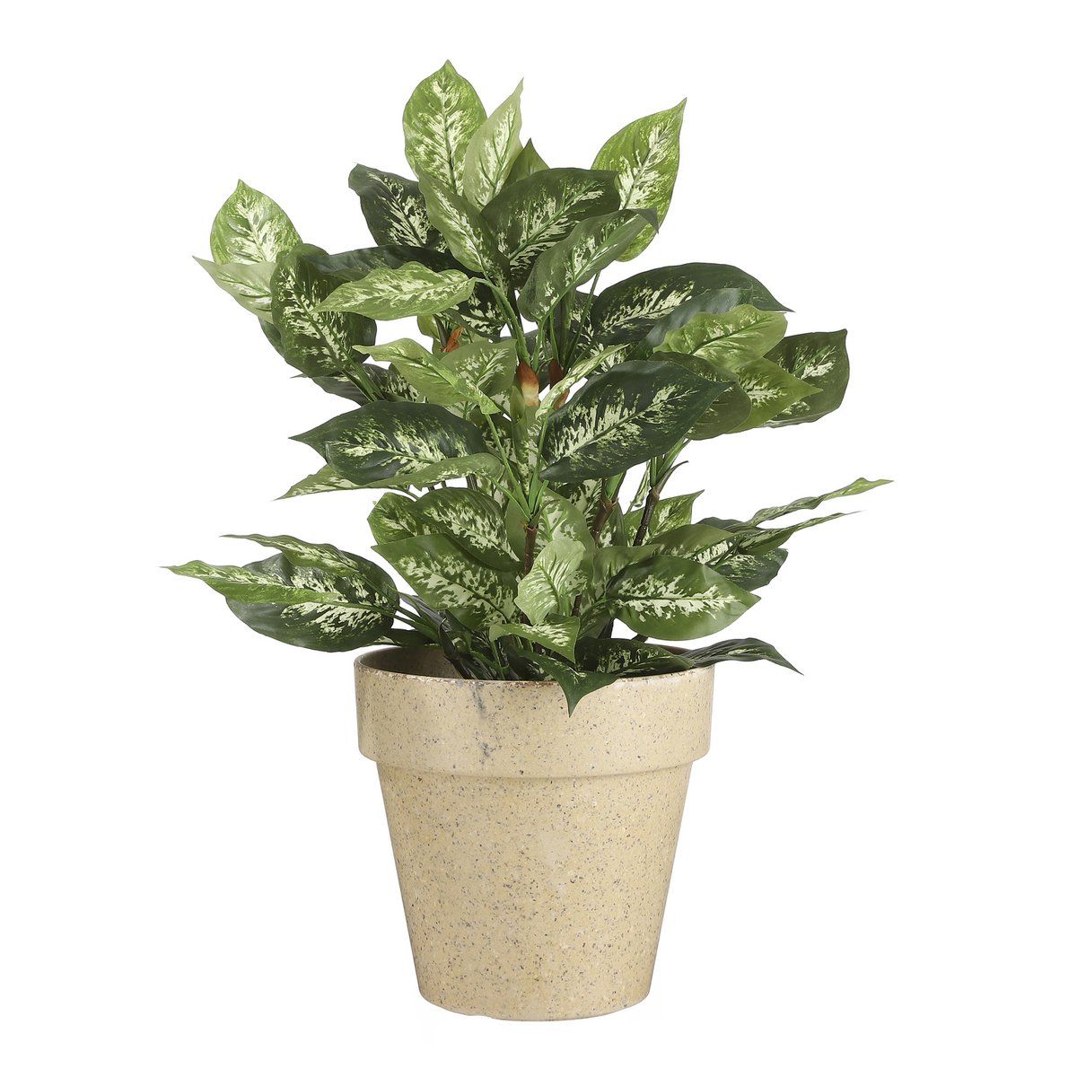 Plante Artificielle Dieffenbachia en Pot de Fleur Stan - H70 x Ø55 cm - Vert