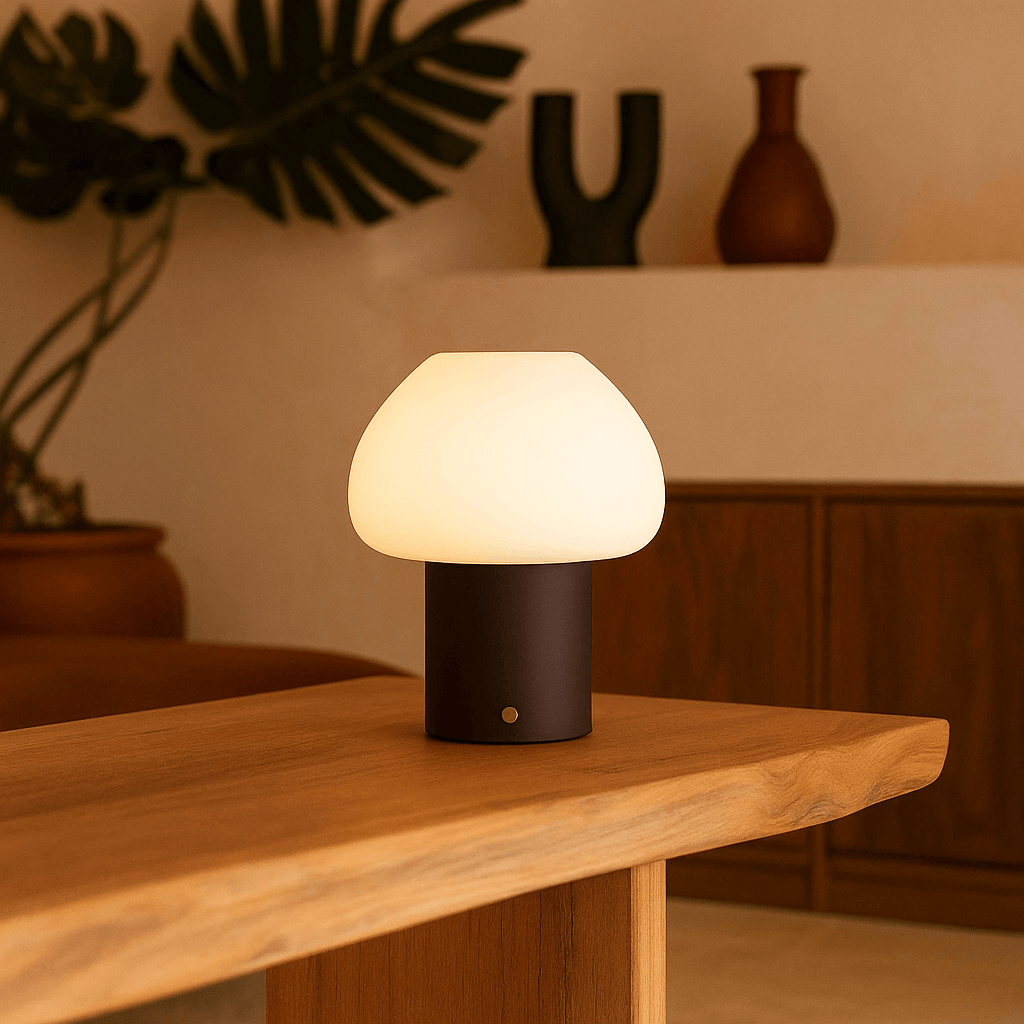 Lampe en bois Fynn marron foncé – Lumière rechargeable et à intensité variable