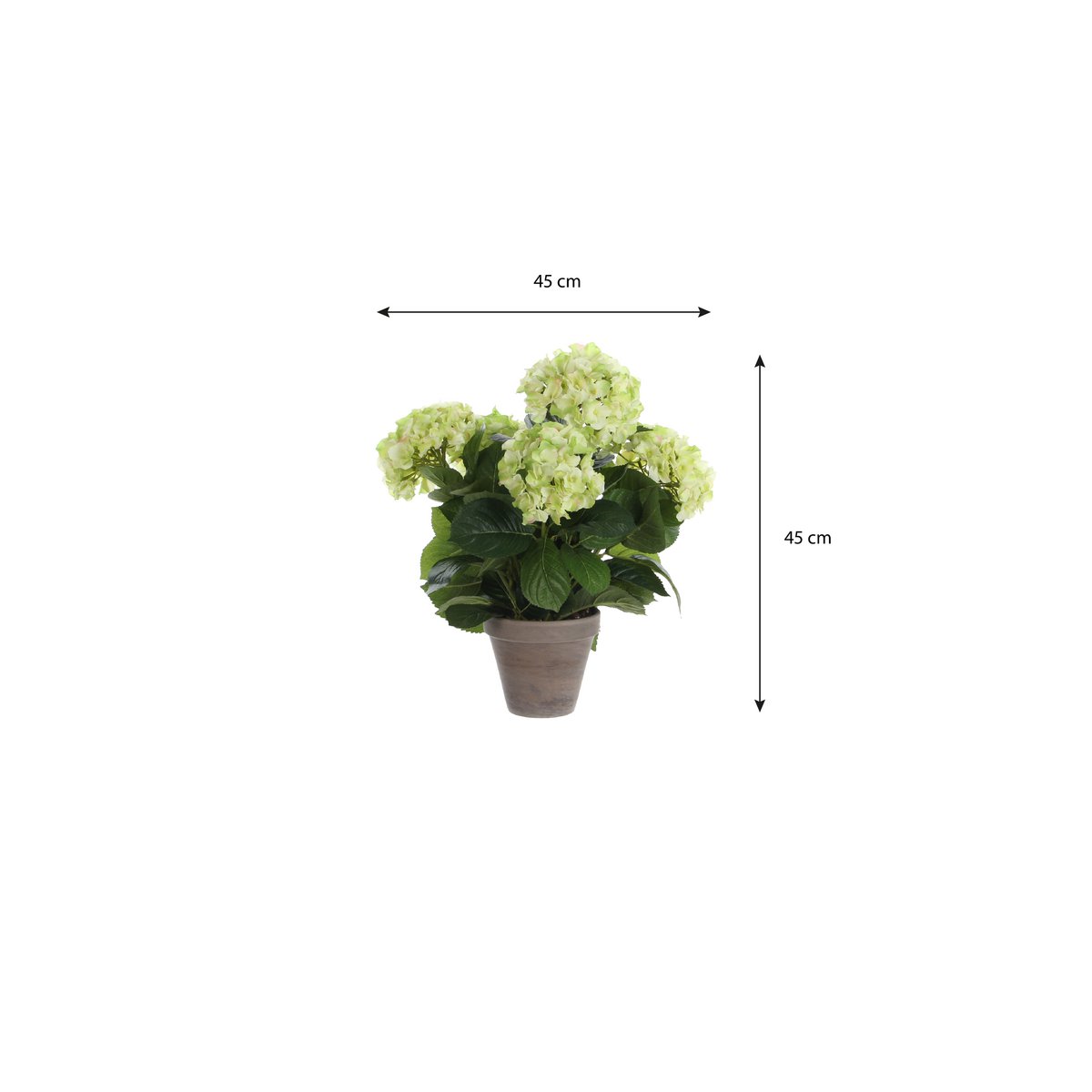 Hortensia Artificiel en Pot de Fleur Stan - H45 x Ø45 cm - Vert