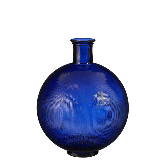 Vase Bouteille Firenza - H42 x Ø34 cm - Verre recyclé - Bleu Foncé