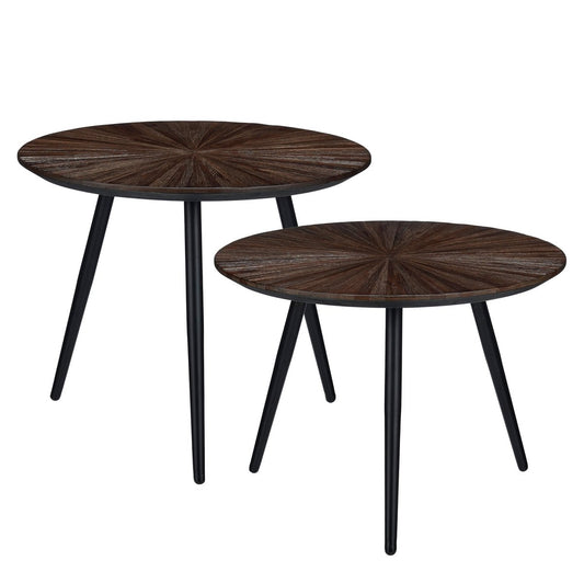Table d'appoint DANE - Ensemble de 2 - bois recyclé - brun