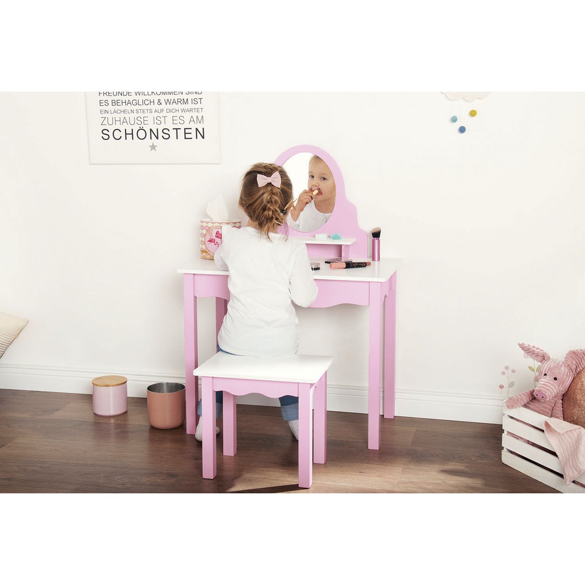 Coiffeuse pour enfants 'Jasmin', incl. tabouret