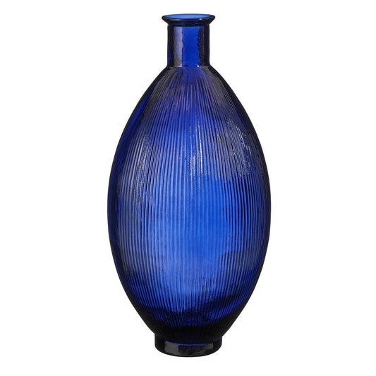 Vase Bouteille Firenza - H59 x Ø29 cm - Verre recyclé - Bleu Foncé