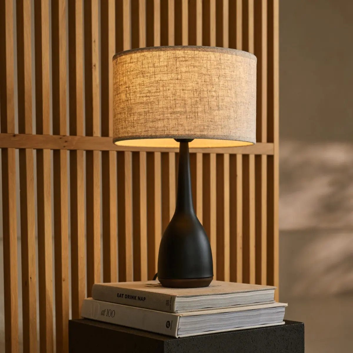 Lampe Jacob noire avec abat-jour beige – Éclairage élégant et chaleureux