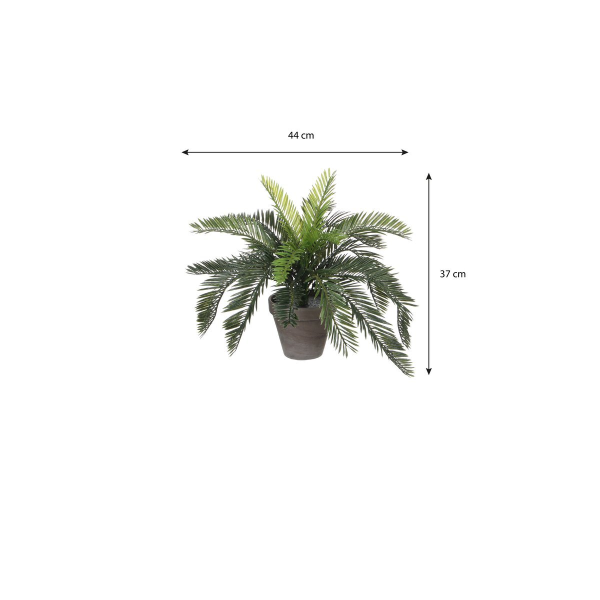 Palmier Cycas Artificiel en Pot de Fleur Stan - H37 x Ø44 cm - Vert
