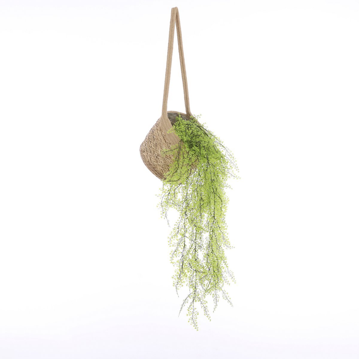 Pot de Fleur Suspendu Anne - Lot de 2 - H20 x Ø25 cm - Jonc de Mer - Marron clair