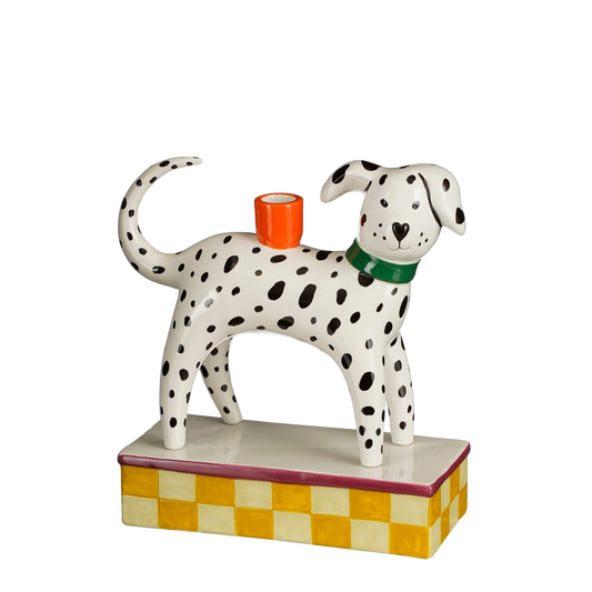 Bougeoir Chien - L26 x L11 x H27 cm - Céramique - Blanc