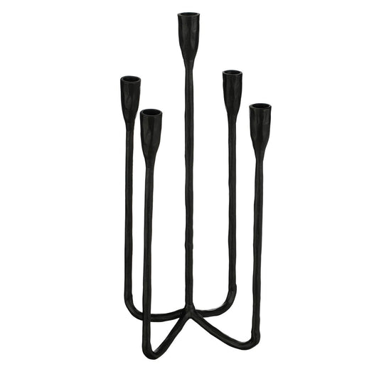 Bougeoir Christy - L23 x L23 x H44 cm - Aluminium - Noir