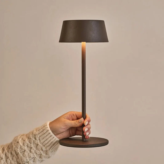 Lampe de table rechargeable Hugo Moka Brown - Élégante, à intensité variable et sans fil