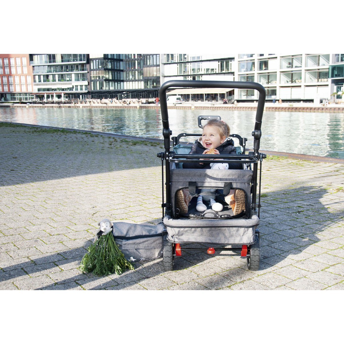 Charrette à bras pliante 'AddPlus' avec frein, tons de gris mélangés