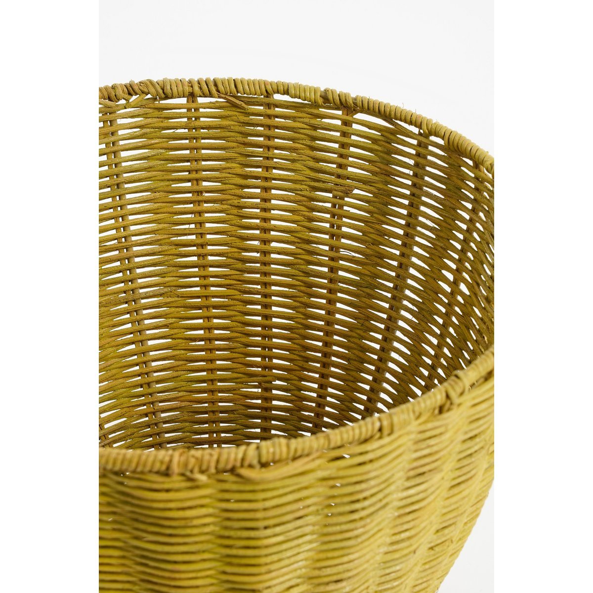 Panier de Rangement avec Couvercle - Lot de 2 - H48 x Ø30 cm - Rotin - Jaune