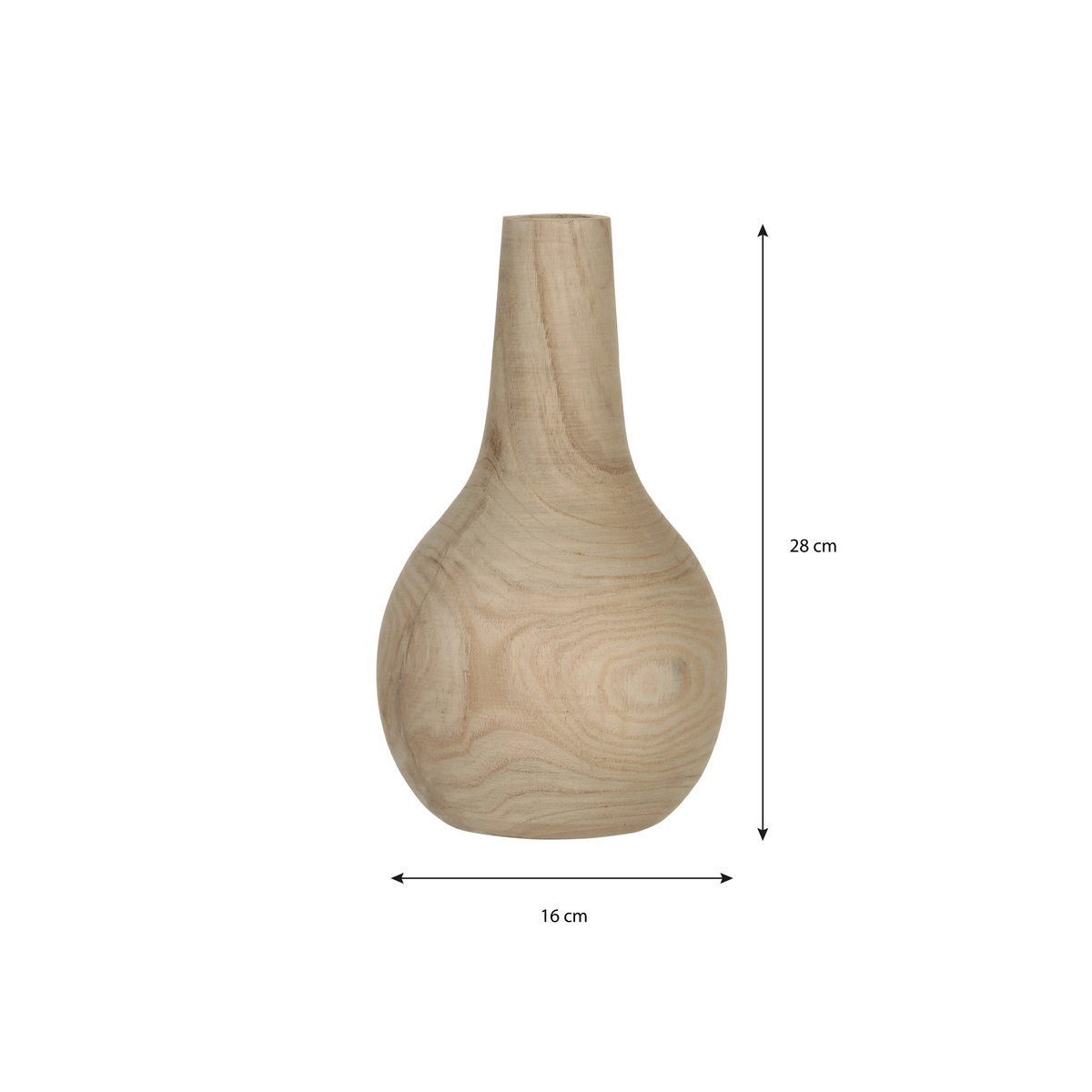 Vase Pia / H28 x Ø16 cm - Bois de Paulownia - Marron clair