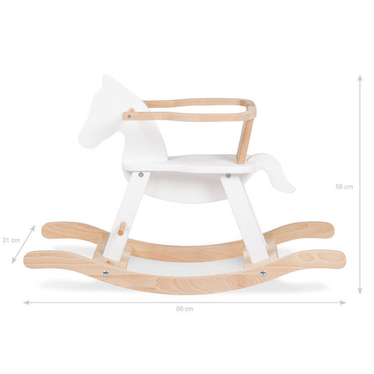 Cheval à bascule 'Pinolino' avec anneau, blanc/naturel