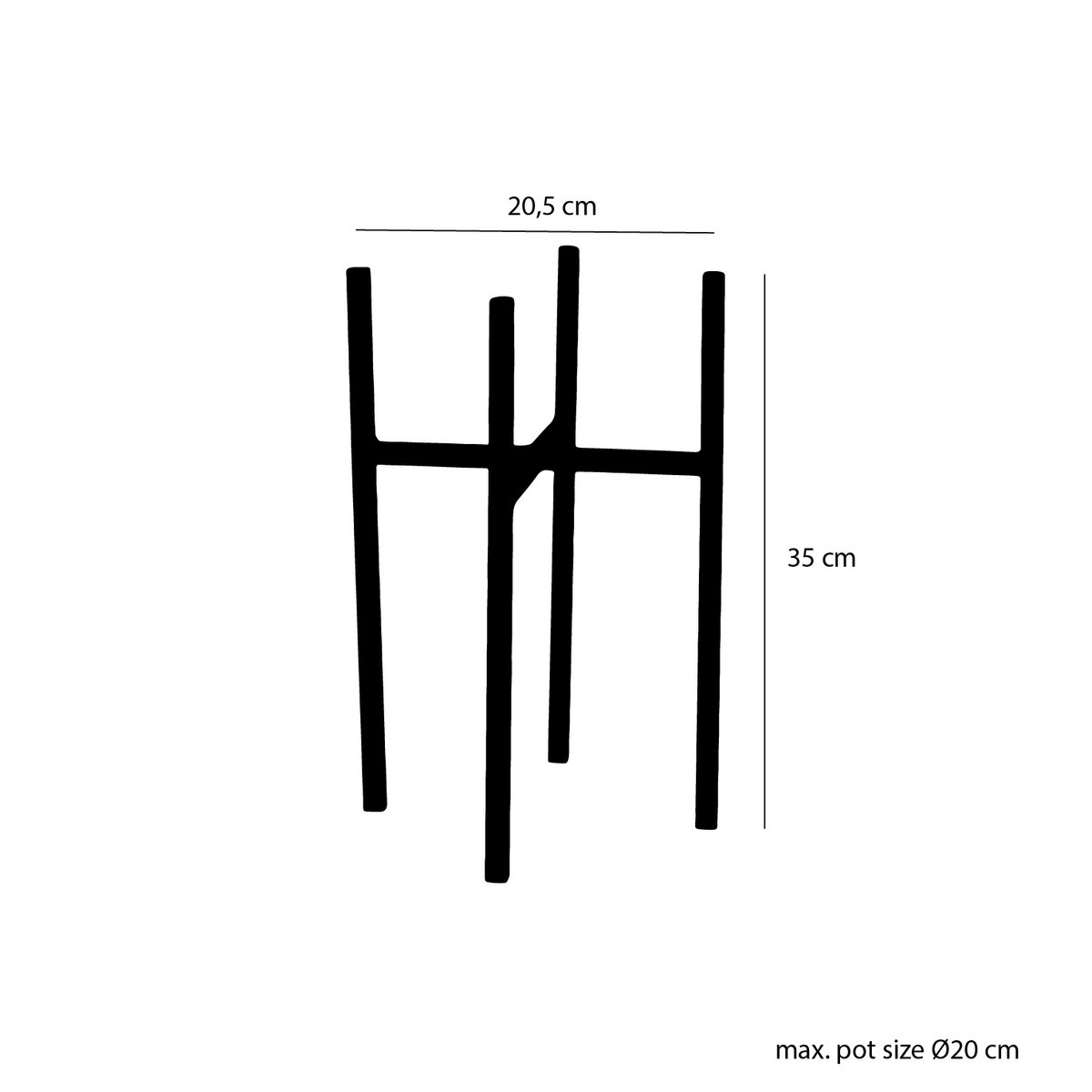 Support pour Plantes Ascot - L21 x L21 x H35 cm - Métal - Noir